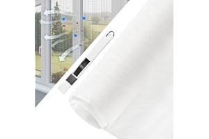 BUZIFU Moustiquaire Fenêtre 250x120cm Moustiquaire en fibre de verre Rouleau Moustiquaire Maille d'Écran Anti-Mouches Filet Écran Insecte DIY Moustiquaire pour fenêtres et portes(Blanc)