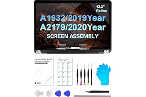 JQYDZH Ersatzbildschirm für MacBook Air 13,3 Zoll A2179 2020 Jahr A1932 2019 Jahr Retina Full LCD Display Assembly 2560 x 1600 EMC 3302 EMC 3184 (A2179 Silber)