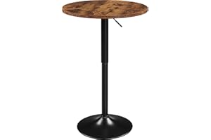 Yaheetech Round Bar Table for Cocktail Bar Home Bar Pub Coffee Tea Dining Bistro Table, Rustic Brown
