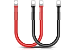 GUNGY Cavi Batteria Auto 16mm² 30cm Cavi Inverter Batteria 12V 5AWG Cavo Batteria con Capicorda ad Occhielli M8 per Camion Moto Marina Solare Rosso e Nero 2 Pezzi