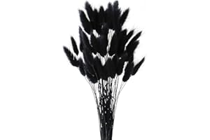 AILOVONE Pampasgras Trockenblumen 50 Stück Elegantes Pampasgras Deko Natürlich Blumenstrauß Flauschiges Getrocknete Blumen Herbst Boho Deko für Hochzeit Büro Schlafzimmer Wohnzimme (Schwarz)