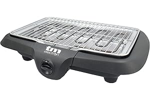 TM Electron TMPGR010 Griglia barbecue elettrica da tavolo, 2300 W, 873 cm2 di superficie, sistema anti-fumo con acqua con 5 livelli di temperatura e facile pulizia