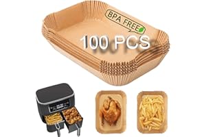 Joyes Air Fryer Liners for Ninja Dual, 100PCS Disposable Food Grade Parchment Paper Liner, Air Fryer Accessories Compatible with AF300UK/400UK/Foodi and 7.6L-9L/9.5L Dual Zone Air Fryer