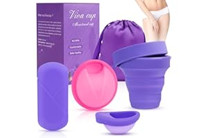 AOGOE Dischi Periodici Riutilizzabile, 2 Pezzi Disco Mestruale(S+L), Coppa Mestruale in Silicone con Tazza Sterilizzante Pieghevole e Scatola, Che Può Essere Facilmente Rimosso, per Sport, Nuoto