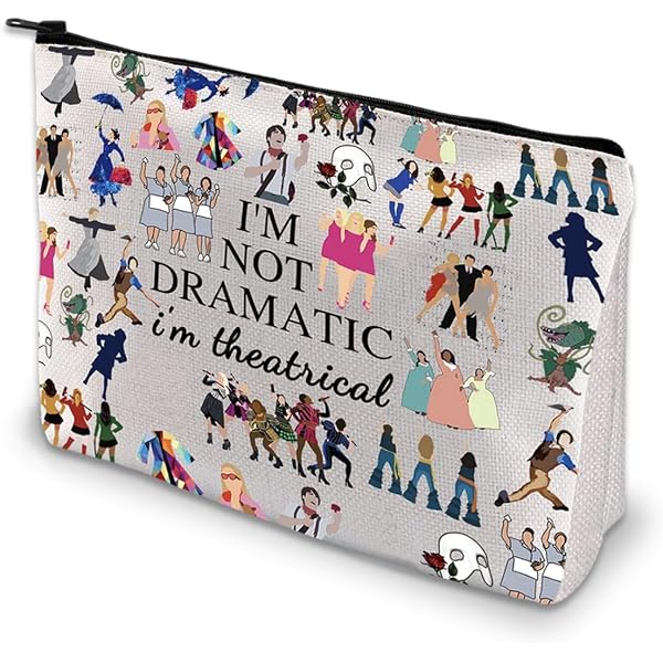 PLITI Make-up-Tasche Theater-Design – Mit Aufdruck 'I'm Not Yelling I'm Projecting', 22,9 X 17 X 5 Cm, Aus Canvas, Perfektes Geschenk Für Theaterfans