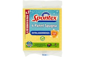 Spontex Panni Spugna in Cellulosa, assorbenza, spugna biodegradabile, 4 pezzi