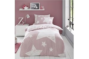 GC GAVENO CAVAILIA Kids Super Star Duvet Cover Set Single | Blush Pink Star Bedding Set with Pillowcase | Soft Polycotton Reversible Bed Set for Boys & Girls Bedroom