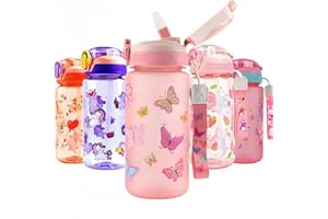 MHwan Gourde pour enfants, 600 ml, robuste et incassable, gourde anti-fuite avec paille, sans BPA, portable et belle, convient pour l'école et les voyages