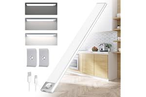 Sofore 40cm Lampe de Placard, Détecteur de Mouvement, Lumière Sans Fil, Rechargeable USB, Bande Magnetique Adhésive Veilleuse Placard Led Autocollant Convient à Armoires, Cuisines, Couloirs,Silver