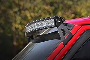 Rough Country - 70517-50-inch Curved LED Light Bar Upper Windshield Mounting Brackets (Jeep Cherokee XJ/Comanche MJ) by Rough Country