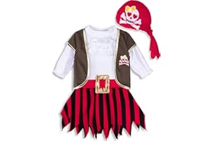 MOMBEBE COSLAND Vestito Pirata Bambina Completo Piratessa Halloween 5 Pezzi 0-4 Anni