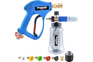 Prunarbo Kit Pistolet de Nettoyeur Haute Pression avec Canon à Mousse, 1/4" Raccord Rapide, 5 Embouts de buses, Adatateur compatible Nilfish/Bosch (PR-M02-NB-B)