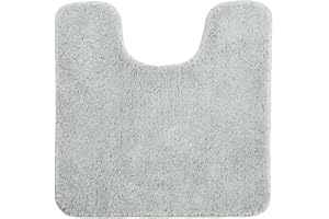 ALLURE BATH FASHIONS Allure Luxury Deep Pile Microfibre Pedestal Toilet Mat, Non-Slip, 50 x 50cm, Quick Dry & Easy Care (Dove Grey)