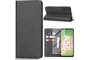 Vaki für Samsung Galaxy A56 5G Hülle mit Schutzfolie, Handyhülle Galaxy A56 5G PU Leder Wallet Kartenfach Klapphülle, Schutzhülle für Samsung A56 5G Flip Case Cover Coqu Tasche Handyschutz (Schwarz)