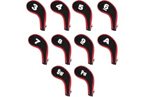 AMZJIUFU Golf Iron Head Covers, 10pcs Golf Head Covers, Zipper Golf Club Head Covers with Number Tags for Ping Titleist Callaway Taylormade Cobra