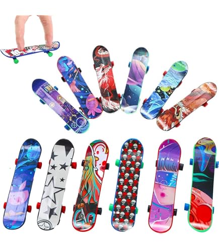 10 Mini Skate Doigts - Planches à Roulettes Pour Doigts Professionnelles - Cadeau Anniversaire Enfant - Multicolores