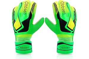 Obbsen Football Goalkeeper Gloves for Kids Youth and Adult | Goalie Gloves with Finger Protection and Super Grip | Boys Mens Goalkeeping Gloves Size 5/6/7/8/9/10