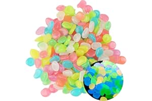 BEEHUG Glowing in The Dark Pebbles, 200pcs Mini Decorative Glow Rock Stones, 10mm DIY Shiny Pebbles Luminous Cobblestones Rock Decor for Outdoor Fish Tank Aquarium Garden Pathway Flower Pot Bed(Multicolor)