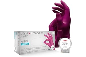 AMPri Nitrilhandschuhe, magenta, pink, 100 Stück/Box, Größe S, puderfrei, Style Grenadine by Med-Comfort: Nitril Einmalhandschuhe, Einweghandschuhe in den Größen XS, S, M, L, XL