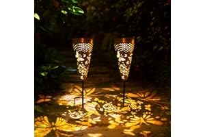 TICKTIME Butterfly 2 Pack Solar Pathway Lights Outdoor,Metal Garden Decorations Outdoor Lights with Patterns and Warm Light,Waterproof Landscape Lighting for Path Patio Backyard Walkway Yard