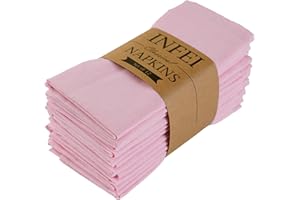 INFEI Solid Color Cotton Linen Blended Thin Dinner Cloth Napkins - Set of 12 (40 x 40 cm) - for Wedding Parties Events & Home Use (Pink)