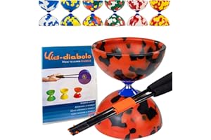 Juggle Dream Jester Diábolo Set para Malabares - Diábolo con Eje Fijo con Palos de Fibra y Vídeo de Aprendizaje en Línea (Negro/Rojo)