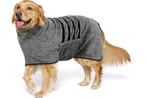 NAKUTITA Hundebademantel aus Mikrofaser, Bademantel Hund Extra SaugfäHig und Schnell Trocknendes, Haustier Bademantel mit Klettverschluss, Hundehandtuch für Große Mittel Hunde, Hunde Zubehör (L)