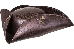 Boland 81940 - Hut Piratin Valerie, Lederoptik, Braun, Pirat, Seeräuber, Dreispitz, Kostüm, Karneval, Mottoparty