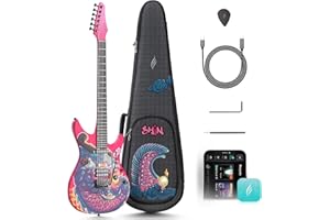 GENERIC Electric Guitar Inspire Shinichi Kobayashi Dragon Flame 39" Smart Electric Carbon Fiber Guitarra with 15W Wireless Speaker, 20 Distinct Tones, Onboard Presets, Charging Cable, Adjusting Wrench