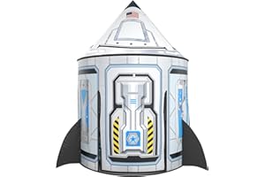 Wilwolfer Tente de Jeu Rocket Ship,Fort Astronaute Pop-Up pour Enfants,Maison de Jeu Spaceship intérieur&extérieur,Cadeau Aventure Spatiale 3-8 Ans​