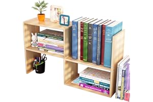 ACCMUZZY Scaffale per libri, mensola da scrivania, piccola libreria, organizer da scrivania in legno, regolabile, libreria da scrivania, libreria da scrivania, organizer da scrivania per ufficio, cucina (noce)