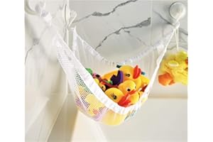 MiniOwls Bathtub Hammock for Kids’ Water Toys - Bathroom Storage for dolls, sponges, boats with 3 Super Strong Suction Cups (white)