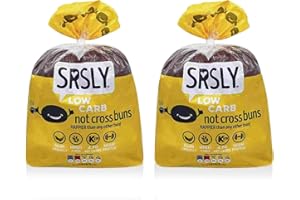 SRSLY Low Carb Keto Hot Cross Buns - 4.7G Carbs, 11G Protein, 6G Fibre - Freshly Baked Soft & Fluffy - Sugarwise Certified High Protein Lower Calorie Bread - Pack of 2