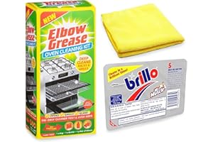 NARZAM Elbow Grease Oven Cleaner - 500ml X 1 - Includes Oven Cleaning Bag for BBQ Racks, Gloves - Over Night Degreaser - Complete Oven Rack Cleaner with Brillo Soap Pad 5 and Microfibre Cloth (3 Pack)