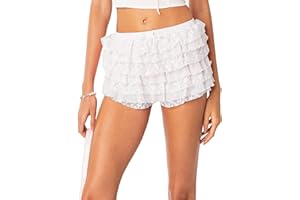 ensswliz Women Lolita Bloomers Cute Ruffle Shorts Lace Pumpkin Pants Sexy Boyshorts Layered Bottoms Y2k Sweet Pettipants