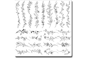 CHARLENT Tatuaggi Temporanei per Donne - 49 Foglie Lineari, Schizzi, Tatuaggi Finti per Braccia, Polsi, Gambe e Corpo/Realistici/Durevoli/Impermeabili