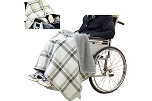 KKPW Wheelchair Warmer Cover Blanket, Scarf Blanket for Adults with Flannel Lining, Portable Warm Cape Poncho for Wheelchair Users