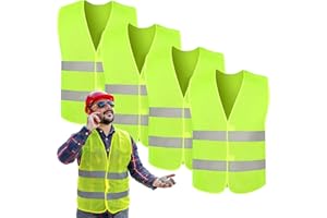 XIANGPICA 4 Piezas Chaleco Reflectante de Seguridad, Auto Chaleco de Seguridad de Alta Visibilida, Chaleco Amarillo Reflectante, para Correr Moto Bicicleta Conductor Limpiadores