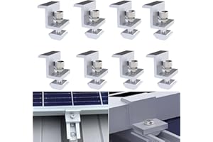 TEVILIK 8 Stück Solarpanel Halterung Endklemme Kit, Solar Panel Randklemme Halterungen, Befestigung Solarmodul Für Solarpanel, für Modulhöhe 35 mm,für Photovoltaik Montageschiene PV-Anlage verstellbar Klemme
