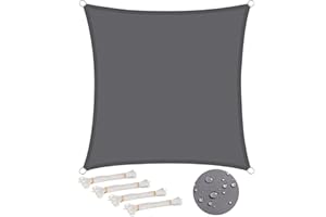 WOLTU Sun Shade Sail 4x4 m Water Resistant Sail Shade Polyester UV Block with Free Rope Sunscreen Awning Canopy for Outdoor Garden Patio Yard Party,Grey