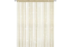 SULIVES String Door Fly Screen Curtain - Elegant Divider Tassel for Home Décor, Doors and Windows - Beige (100x200cm)