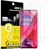 NEW'C 3 Pezzi, Vetro Temperato per Oppo A54 5G, Oppo A74 5G, Pellicola Prottetiva Anti Graffio, Anti-Impronte, Senza Bolle, D