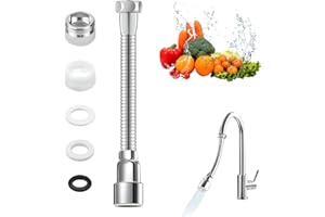 CHENYU 1 sztuka 30 cm bateria kuchenna przedłużka bateria łazienkowa 360° bateria łazienkowa bateria umywalkowa srebrna stal nierdzewna