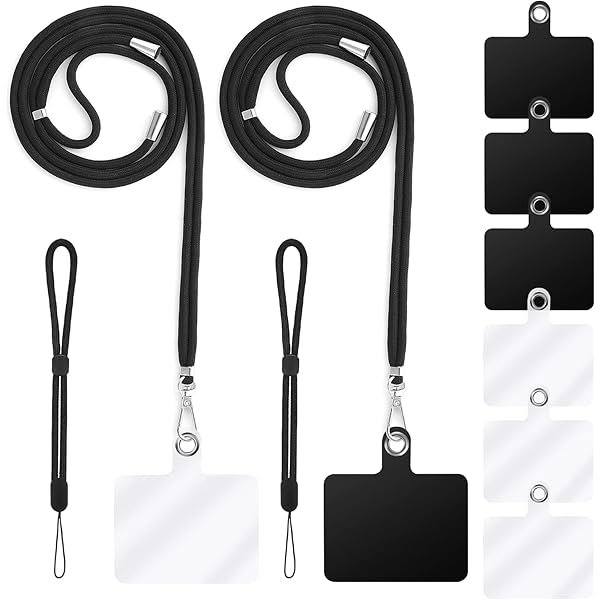 Flintronic Mobiele Telefoonkoord - Zwart Touw Met Zilveren Gesp En Sleutelhanger