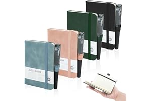 Mulaibdin 4 Pezzi Taccuino Tascabile, Quaderno Appunti Piccolo, Block Notes Piccoli con Penna, Taccuino A7 Righe con Elastico, Mini Taccuini Tascabili per Scolastiche,Ufficio,Diari, 200 Pagine