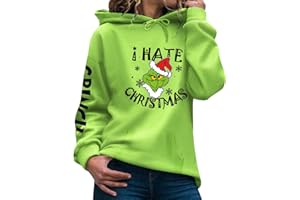 GENERIC Weihnachten Hoodie Damen Grinch Weihnachtspullover 3D Druck Lustig Kapuzenpullover Grün Weihnachts Sweatshirt mit Tasche Langarmshirt Pullover Herbst Winter Festlich Hoodie Oberteile