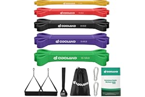 Odoland Bande Élastique Fitness, Bande de Résistance Durable 9 Pcs, Élastique de Musculation, Bandes de Fitness Latex Elastique pour Fitness, Pilates, Yoga, Gym Entraînement