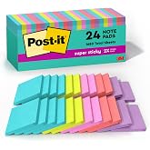 Post-it S&uuml;per Yapışkan Notlar, 24 Not Defteri, 3x3 in&ccedil;, 2 x Yapıştırma G&uuml;c&uuml;, Okul Malzemeleri ve Ofis &Uuml;r&uuml;nleri, Dikey Y&uuml;zeyle