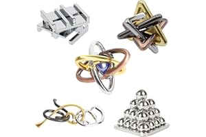 Holzsammlung 5 Pezzi Puzzle in Metallo,Giochi Rompicapo,3D Giocattolo Educativo,Giocattolo Bambini e Ragazzi Intelligenza per Adulti e Bambini