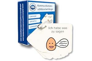 AUTISM SUPPLIES AND DEVELOPMENTS Kommunikations-Schlüsselring Nonverbale Autismus Hilfsmittel – 16 Kommunikationskarten Autismus – Robust Hochwertige Visuelle Kommunikation